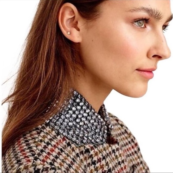 J.Crew Blazer Regent Wool Houndstooth Tan Jewel Jacket Sz 0 - Picture 2 of 10